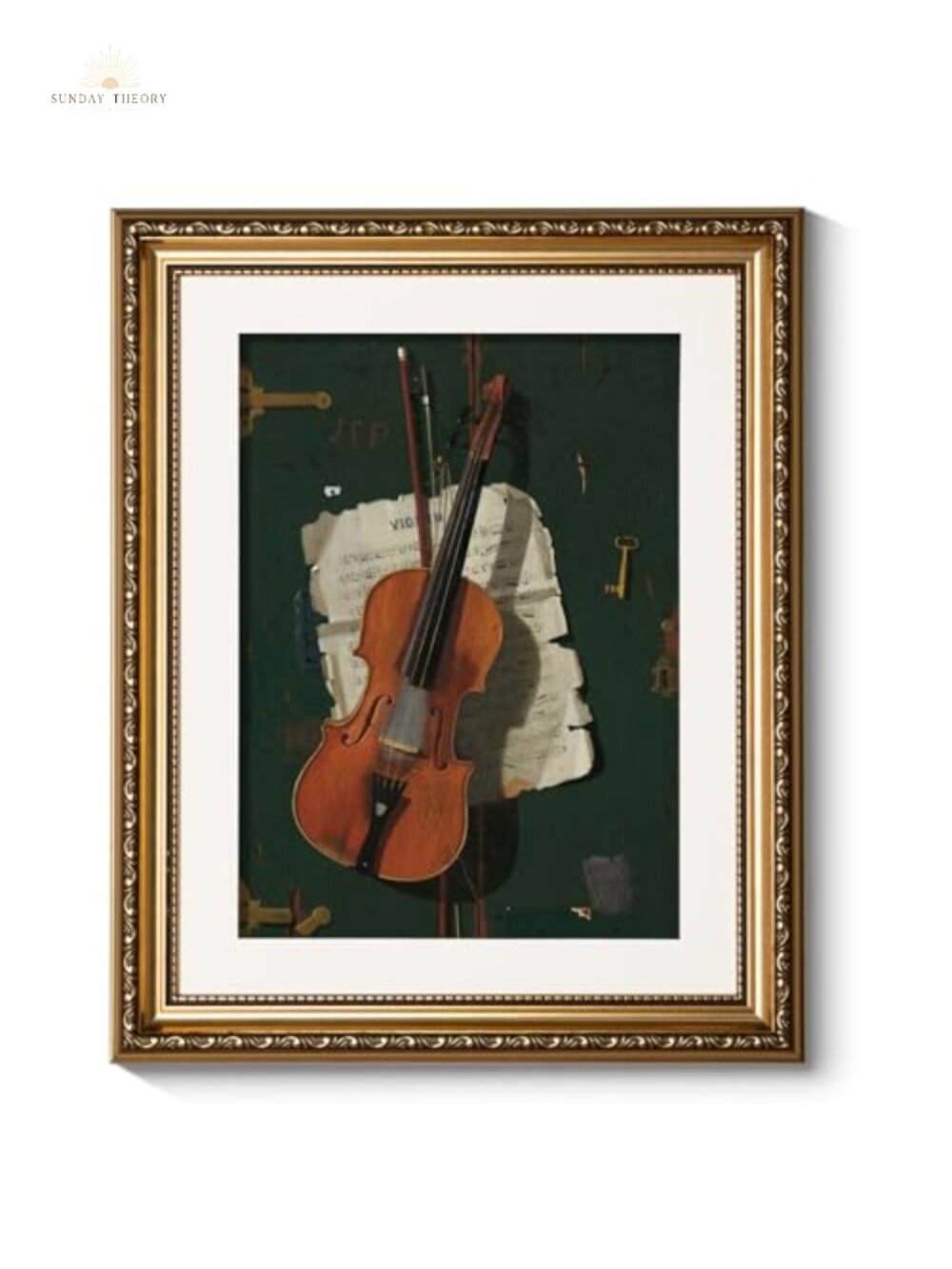Gold Framed Music Wall Art Canvas Print The Old Violin Vintage Retro Home Decor